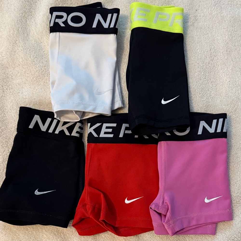 Nike Kids' Pro Shorts - White, Black, Red, Pink, Neon Yellow